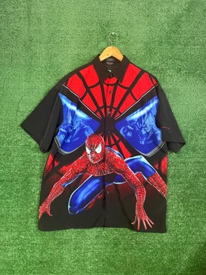 Vintage 2002 Marvel Spiderman Movie Double Sided Button Up Shirt Men’s Large - Image 1 of 4