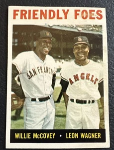 1964 Topps Blank Back Proof FRIENDLY FOES Willie McCovey & Leon Wagner - Picture 1 of 2