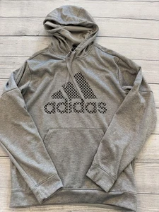Adidas Hoodie Mens Large Gray Climawarm Pullover Sweatshirt Logo Raglan Athletic - Picture 1 of 6