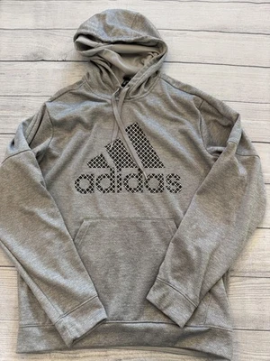 Adidas Hoodie Mens Large Gray Climawarm Pullover Sweatshirt Logo Raglan Athletic - Image 1 of 4