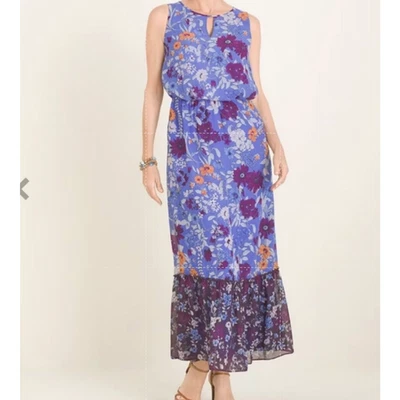 Chicos макси платье женщин 4 цветочный без рукавов оборки кромки легкий новый с Ярлыками Summer - Изображение 1 из 4