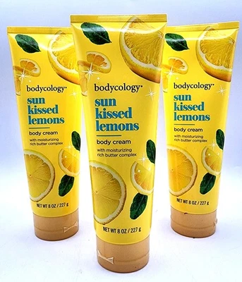 3 Bodycology Sun Kissed Lemons Body Cream Citrus Amber Shea Butter Jojoba Lotion - Image 1 of 4