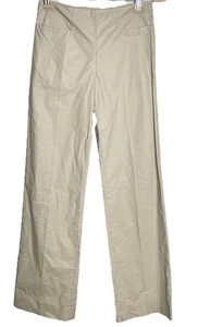 Miu Miu Waxed Cotton Blend Tan Beige Straight Pant IT 38 US 2-4 Italy - Picture 1 of 8