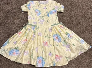 Zoe LTD Girls Yellow Floral Dress Size 14 Cotton Button Up Lined A44 - Picture 1 of 5