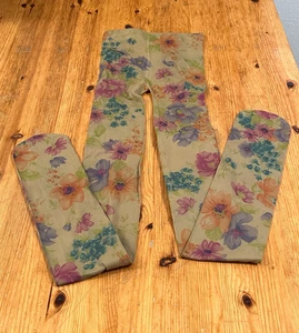 Women Pantyhose Tights Panty floral print multicolor Cottagecore size S - Picture 1 of 7