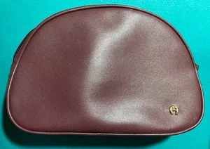 Vintage Etienne Aigner Burgund Ochsenblut Kosmetik Make-up Zip Tasche 1980er - Bild 1 von 6