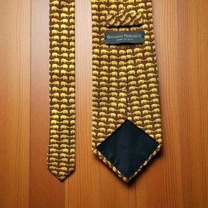 Banana Republic Silk Italy Hippo Print Tie Brown And Gold - Picture 1 of 9