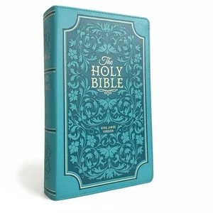 Heilige Bibel King James Version Ledereinband türkis blau mit Golddruck - Bild 1 von 5