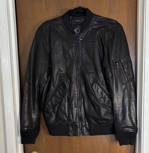 Herren Designer A1 Bomber Lederjacke von Diesel Small schwarz - Bild 1 von 6