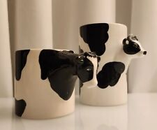 Vintage Kitsch Cow White Black  2 Ceramic Mug Planter Multifunctional Decor 