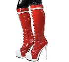 Womens Fashion Sexy Round Toe Color Matching Lace Up Knee Boots High Heels Shoes