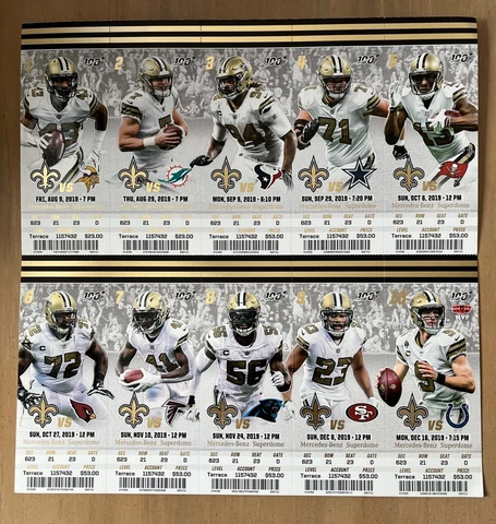 DREW BREES RECORD 2019 NFL NEW ORLEANS SAINTS FOOTBALL FULL TICKET SHEET Cover