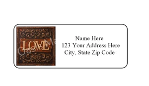 30 Bronze Liebe Plakette PERSONALISIERTE RÜCKSENDEADRESSE ETIKETTEN 1 in X 2 5/8 GLÄNZEND - Bild 1 von 1
