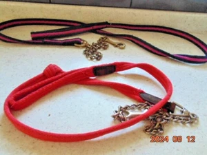 2 x lead and single brass / chrome chain with snap clip. - Picture 1 of 7