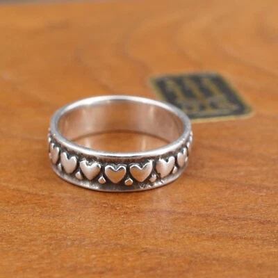 James Avery Eternity Hearts Band Ring Sterling Silver Size 4 Rare Retired RS3371 - Image 1 of 3