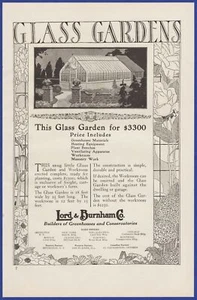 Vintage 1919 GLASS GARDENS Greenhouse Hot House Garden Nursery Ephemera Print Ad - Picture 1 of 1