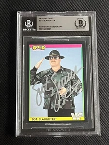 SGT. SLAUGHTER 1992 MERLIN GOLD WWF SIGNED AUTOGRAPHED CARD BAS AUTHENTIC - Picture 1 of 2