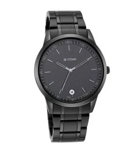 Titan Men's Timeless Style Watch: Refined Black Dial and Metal Strap TW3400 - Picture 1 of 7
