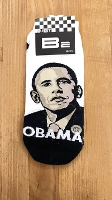 Barack Obama Rare Vintage Novelty Black & White Ankle Socks Fits Women’s 4-10 - Image 1 of 2