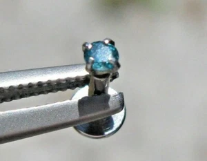 2.6mm REAL BLUE DIAMOND LABRET BODY,CERTIFICATE LIP EAR 1/4",5/16",3/8",7/16,1/2 - Picture 1 of 10