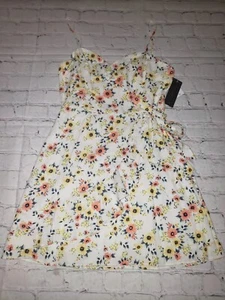 NWT City Triangles Jrs Size 7 Spaghetti Strap Floral Dress Front Tie Ruffles - Picture 1 of 11