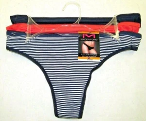 MAIDENFORM Cotton Thongs 3-Pack P4003 Navy/Orange Size 5/Small FREE SHIPPING - Picture 1 of 3