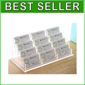 Professional Horizontal Business Card Display - 4 Tier, 12 Slots Acrylic Holder - Picture 1 of 10