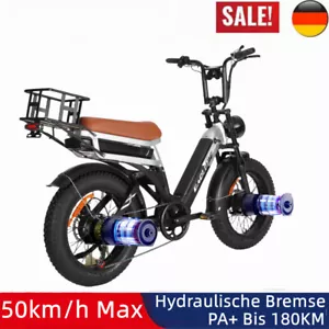 Doppelmotor E Bike 20 Zoll 2000W Elektrofahrrad 48V 30Ah Abnehmbarer Akku Schwar - Bild 1 von 10