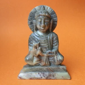 SOAPSTONE BUDDHA FIGURE Figurine ORNAMENT Statue BUDDHISM MEDITATION Sitting  - Picture 1 of 4