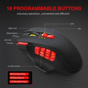 Programmable Ergonomic Mouse 18 Keys Corded Mice 4000dpi for Home Office - Picture 1 of 10