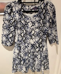Vaudeville & Burlesque Long Sleeved Blue Python Mini Dress - Picture 1 of 2