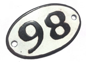 Vintage Enamel Sign Door Street House Number 98 86 Hotel Room Porcelain 1960s - Picture 1 of 5