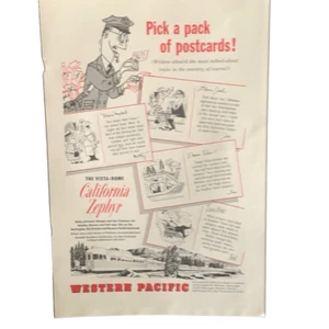 Vintage 1953 Western Pacific Pack of Poatcards Ad Advertisement - Picture 1 of 4