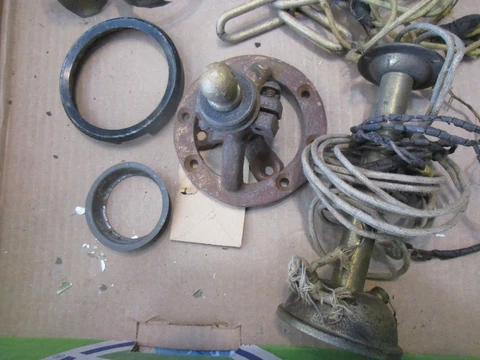 Lot Ceiling Fixture Parts Old Wire Chain 2 Metal Parts Iron ~(just  looking for) Cover
