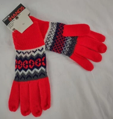 Wells Lamont Gloves Womens Nordic Knit Red Black White One Size Vintage NEW — 第 1/4 张图片