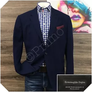 ERMENEGILDO ZEGNA Mens Blazer Sport Coat Casual Jacket Size 48R Blue Wool Suit - Picture 1 of 13