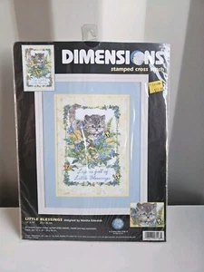 Dimensions Stamped Cat Kitten Cross Stitch "Little Blessings" 3198 Kit 10x14 New - Picture 1 of 2