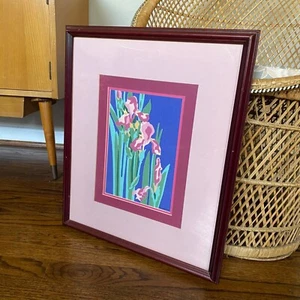 Vintage Alice Woodrome Quilted Serigraph Flowers Framed Signed Art w/ COA - Picture 1 of 9
