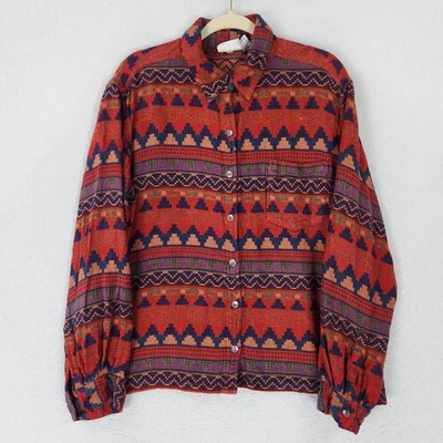 Chicos Shirt Womens XL Red Aztec Southwestern Button Front 90s Design Vintage - Image 1 of 4