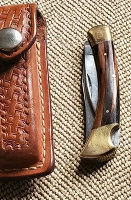 Vtg Browning 2Blade 18F2 Pocket Knife Japan W/Sheath Excellent Used Condition - Image 1 of 4