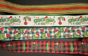 Grinch Christmas Holiday Wired 4 Rolls 20 yards Wreaths Gifts Free Shipping - Picture 1 of 1