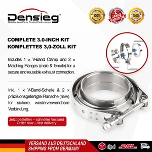 Densieg V-Band Klemme Ø76.2mm (3") + Flansche – Edelstahl Turbo Auspuff Kit - Bild 1 von 7