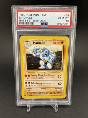 1999 Pokemon Game Base Set Machoke PSA 10 Shadowless #34/102 GEM MINT - Image 1 of 2