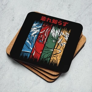 Anime Fearless Coaster 3.74x3.74 Japanese Art Cork Backed High-Gloss Drink Mat - Picture 1 of 4