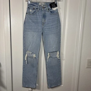 Abercrombie & Fitch The 90s Straight Jeans Ultra High Rise Curve Love 23 XShort - Picture 1 of 9