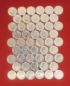 1963 & 1962 Roosevelt Dimes 90% SILVER Brilliant Uncirculated 50 Coin $5 BU Roll - Picture 1 of 2