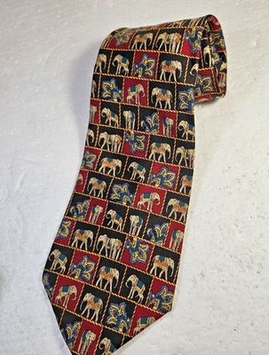 Pierre Cardin, Imported 100 % Silk, Made in USA, 4"x58", Elephants/Floral - Image 1 of 4