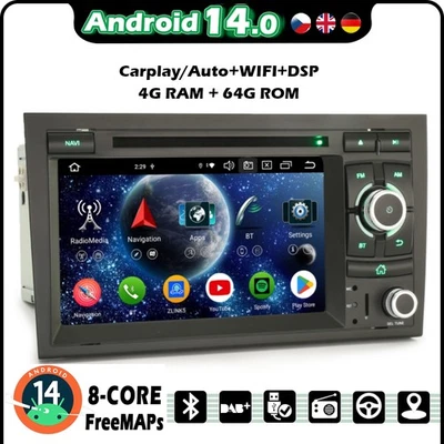 7"64GB CarPlay Android 14 DVD Autoradio Navi DVD für Audi A4 B8 S4 RS4 Seat Exeo - Bild 1 von 4