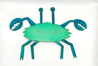 Whimsical Metal Crab Art – 12" Wide x 8.5" Tall – Coastal Beach Decor - Imagem 1 de 4