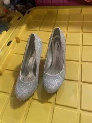 Женские туфли-лодочки Lasonia без задника на каблуке, размер 6,5 блестящие - Изображение 1 из 3